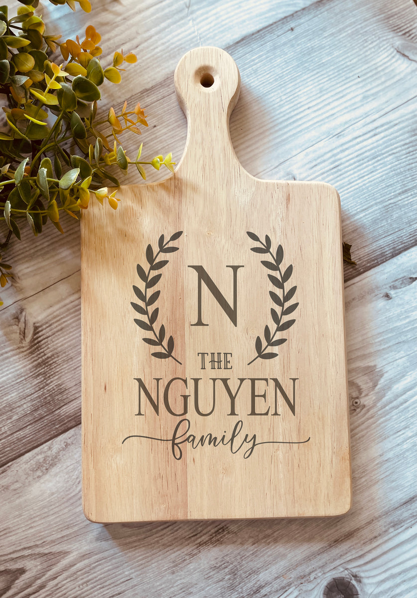 Last Name Cutting / Charcuterie Cutting Board with Handle – Signs by Caitlin